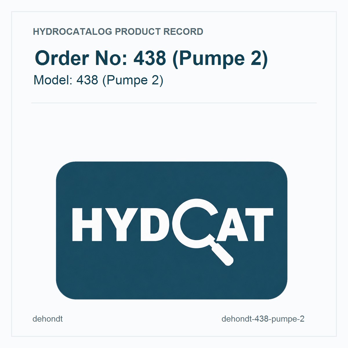 Dehondt Hydraulic Pump 438 (Pumpe 2)
