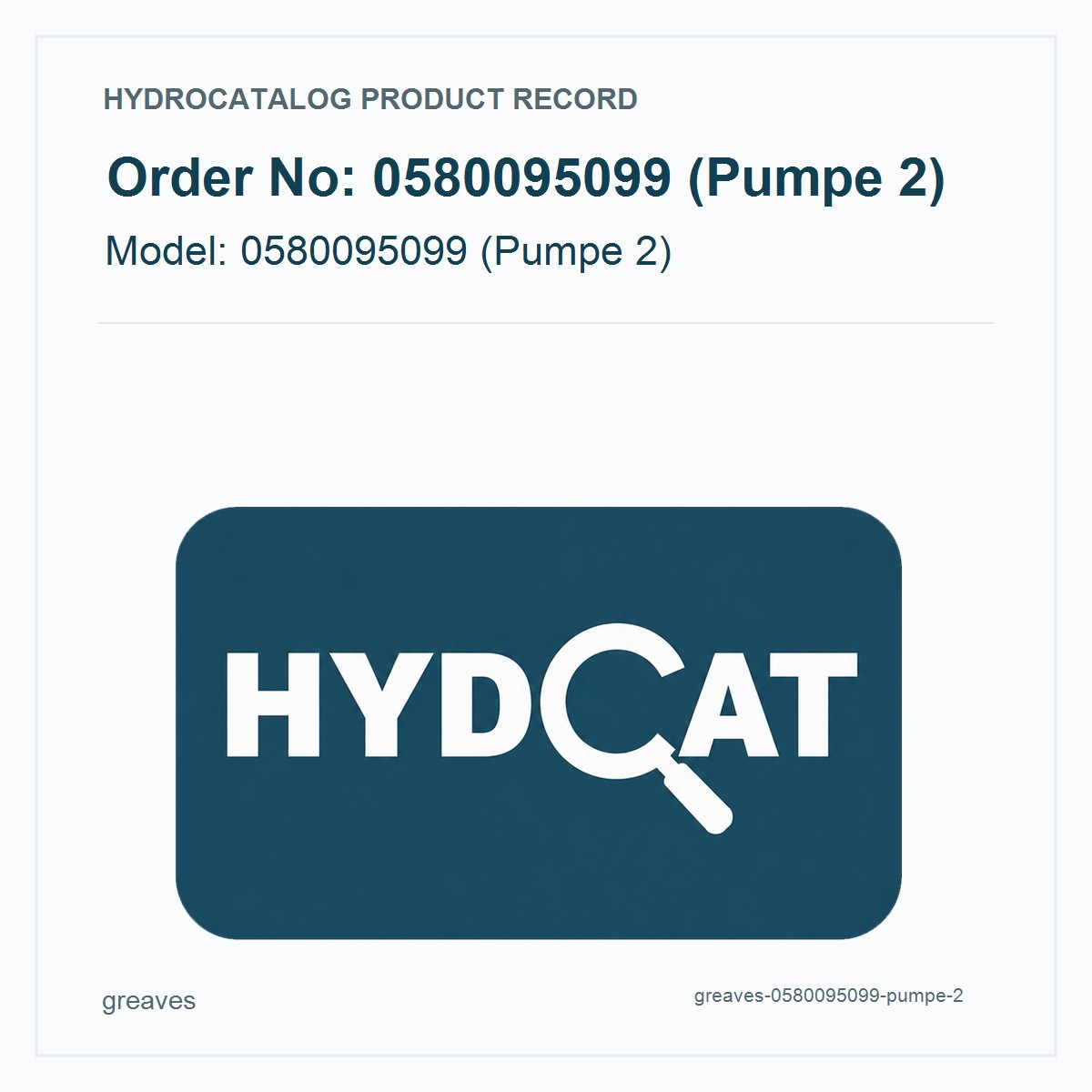 Greaves Hydraulic Pump 0580095099 (Pumpe 2)