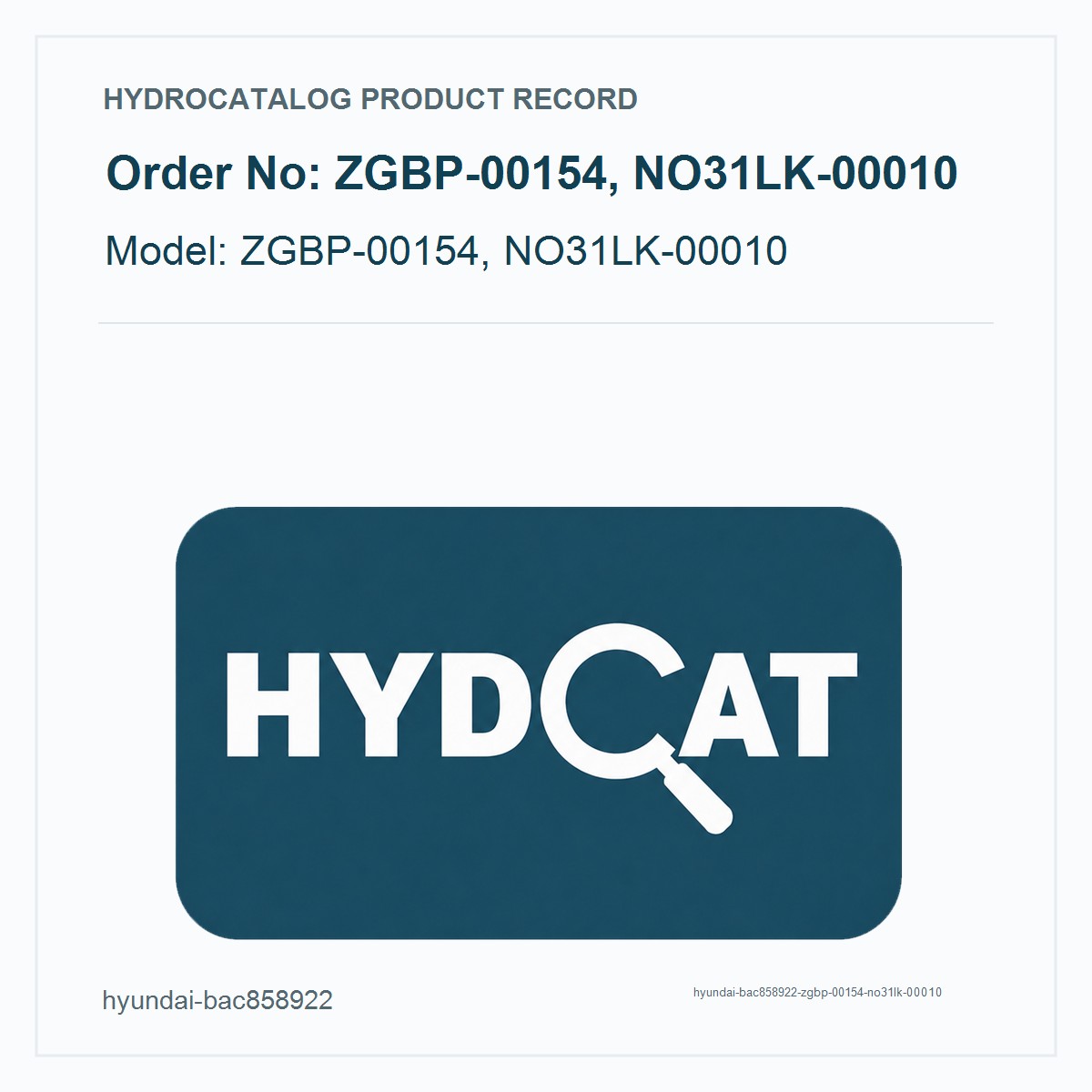 Hyundai ZGBP-00154, NO31LK-00010