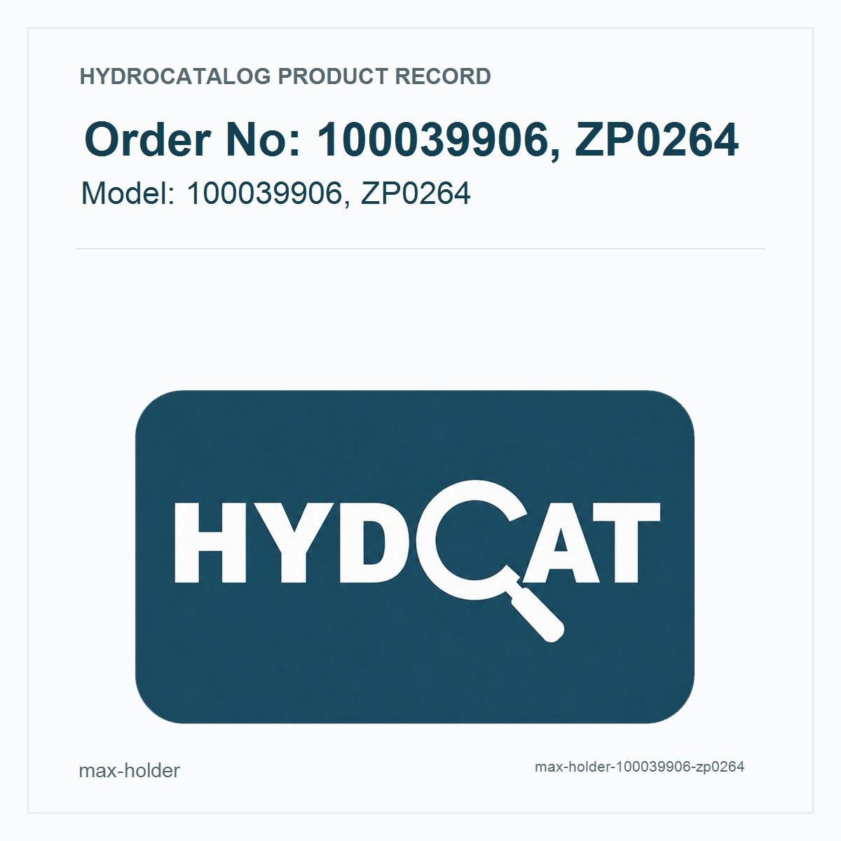 Max Holder Hydraulic Pump 100039906, ZP0264