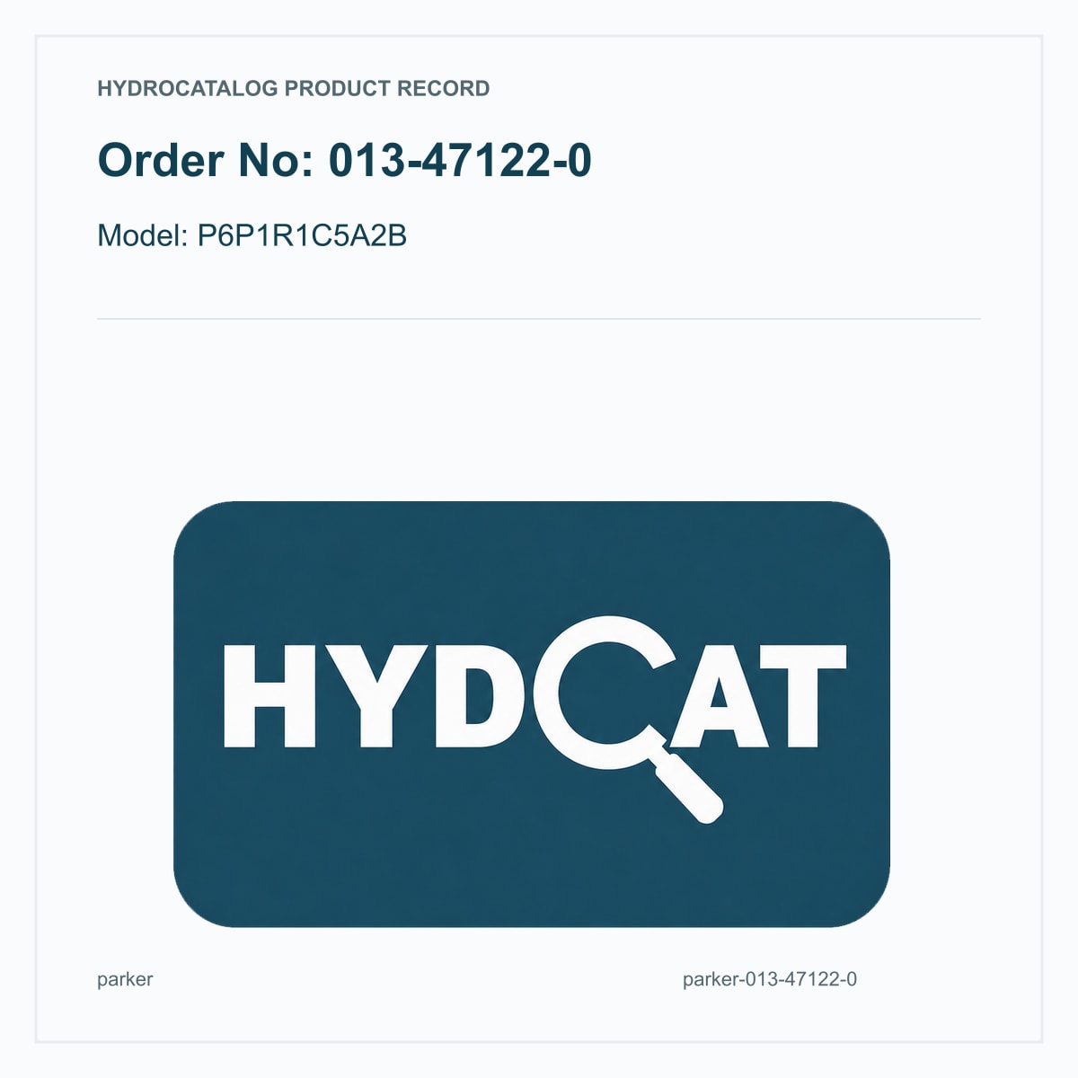 Parker Gold Cup Pump 013-47122-0, model P6P1R1C5A2B