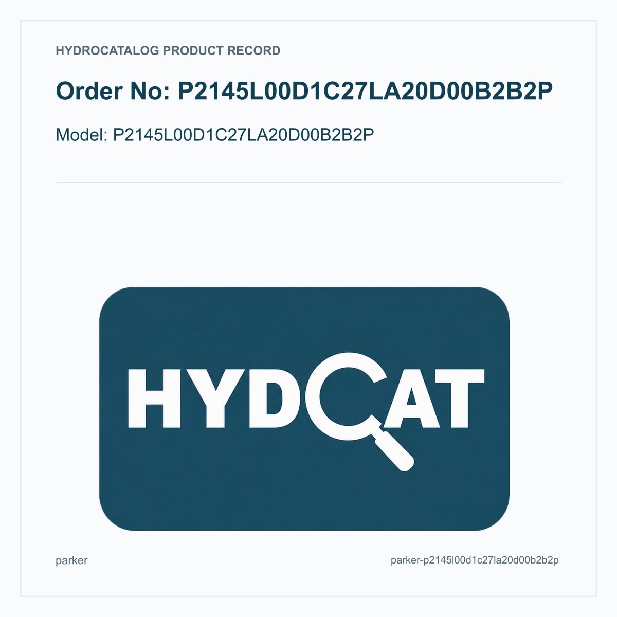 Parker Denison P2 / P3 P2145L00D1C27LA20D00B2B2P