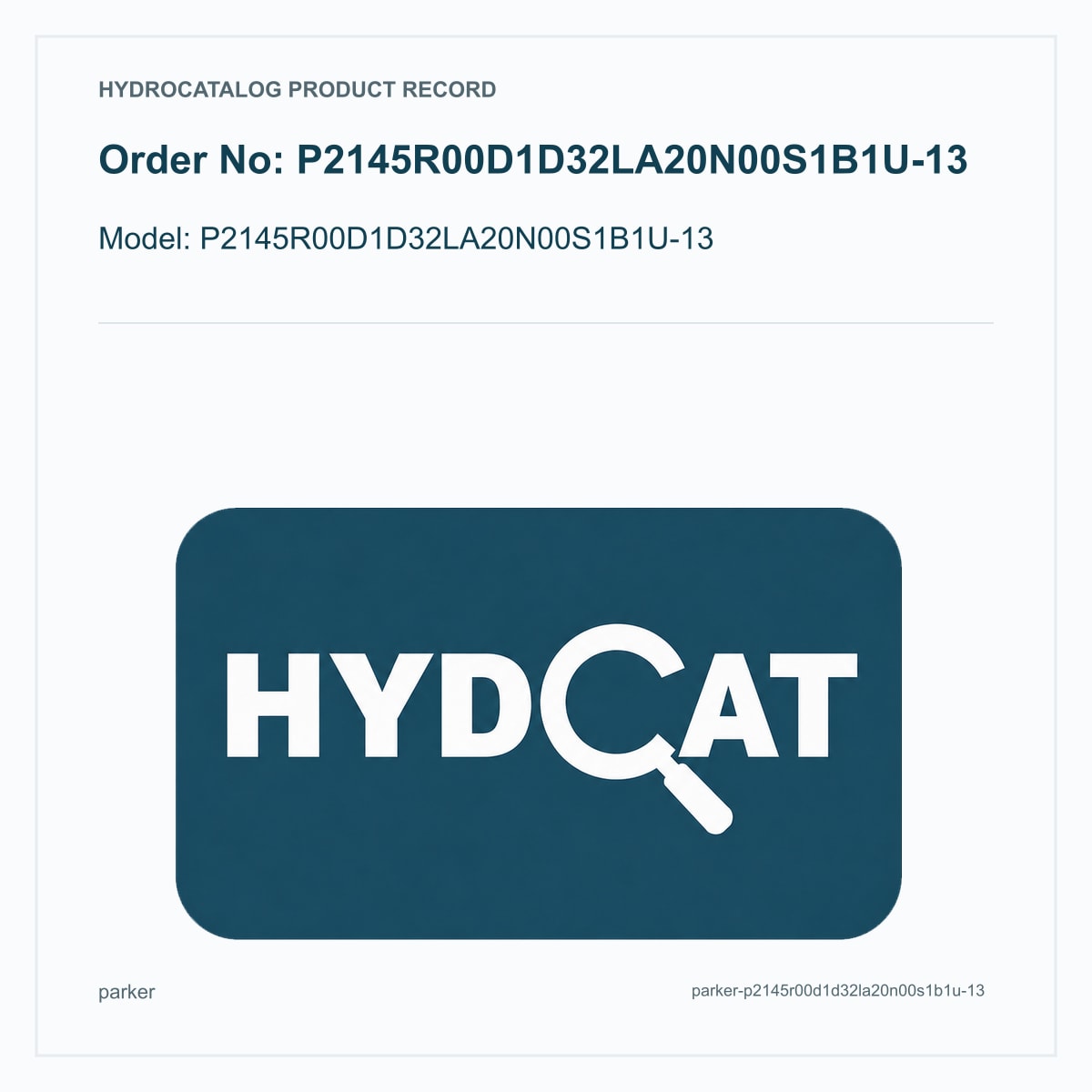 Parker Denison P2 / P3 P2145R00D1D32LA20N00S1B1U-13
