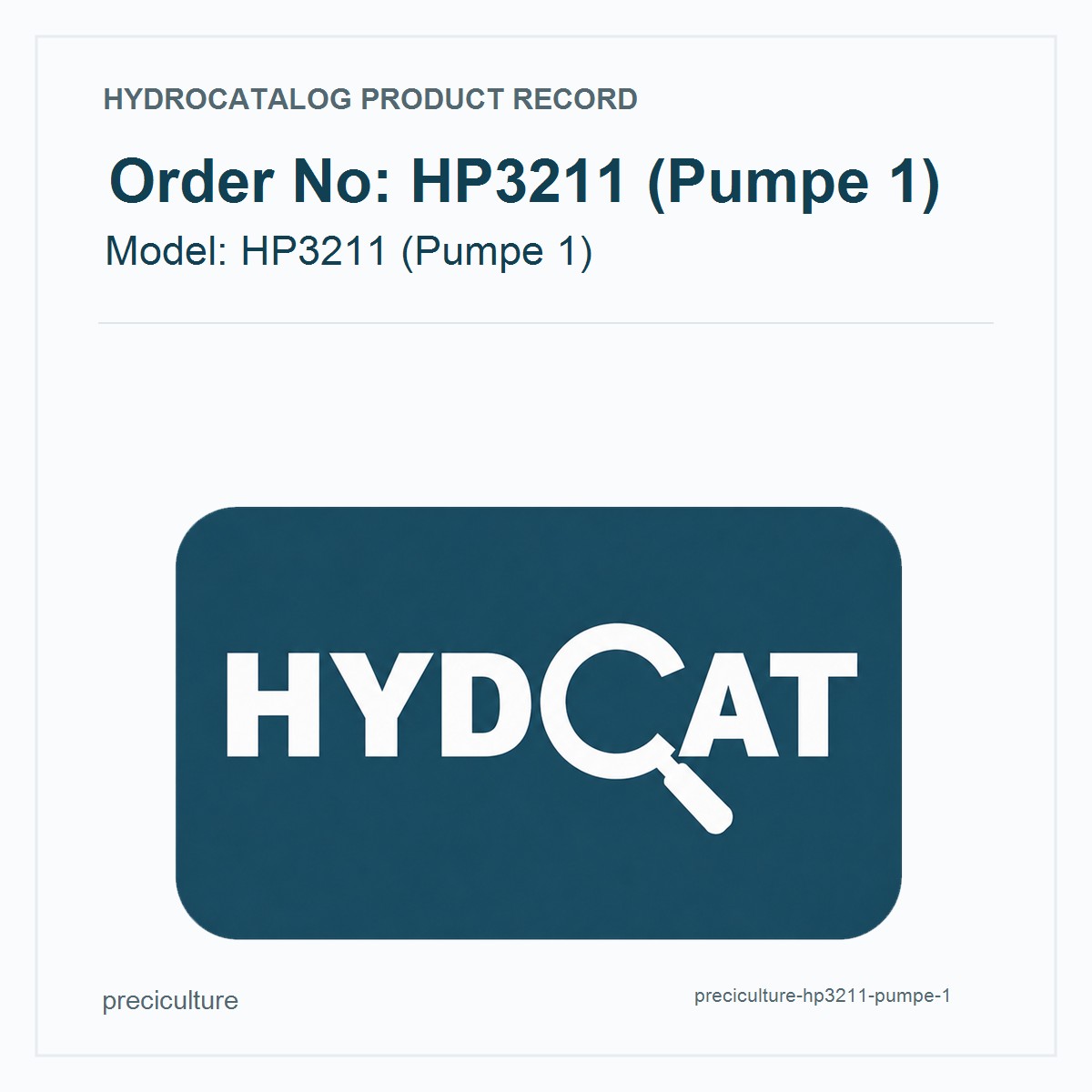 Preciculture HP3211 (Pumpe 1)