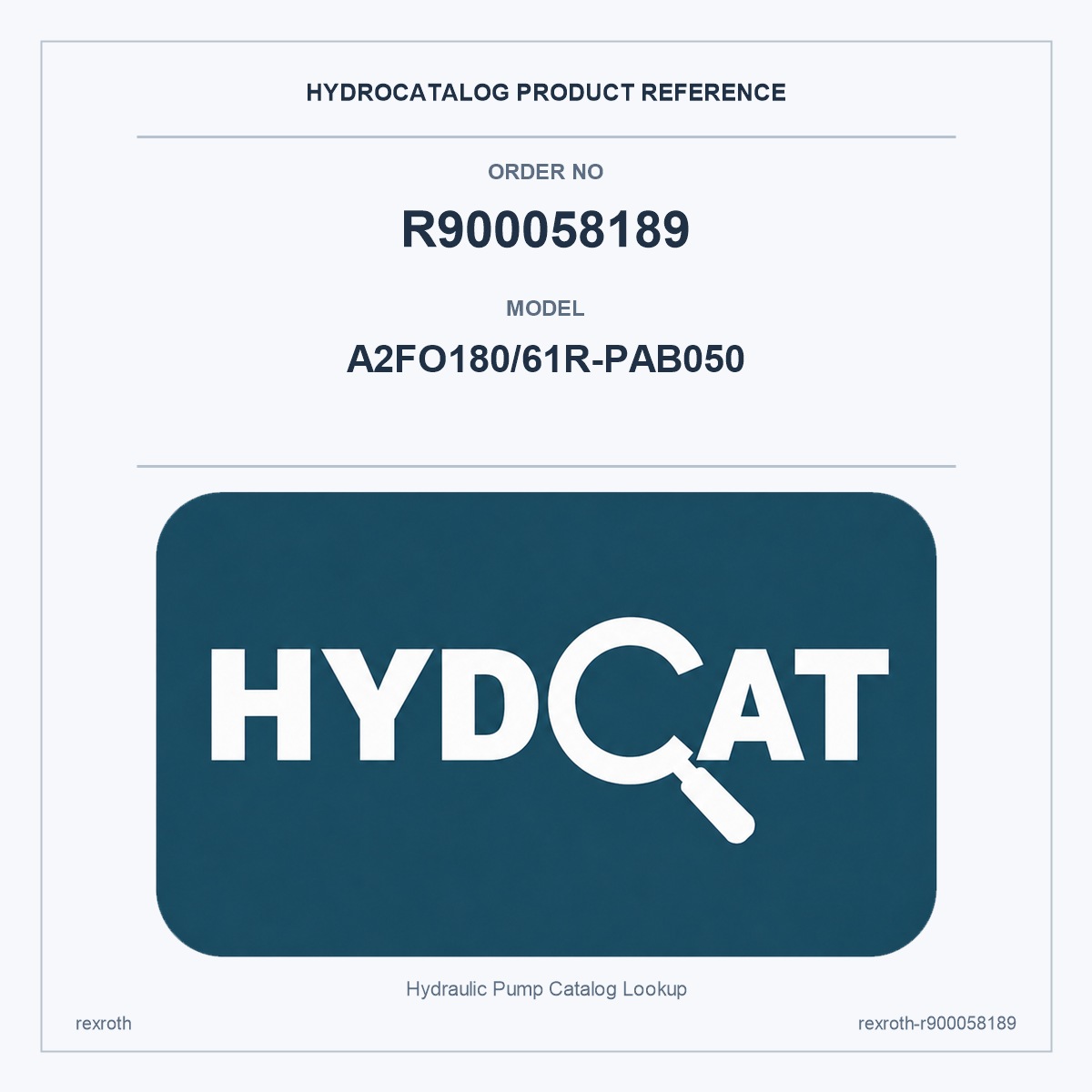 Rexroth R900058189, model A2FO180/61R-PAB050