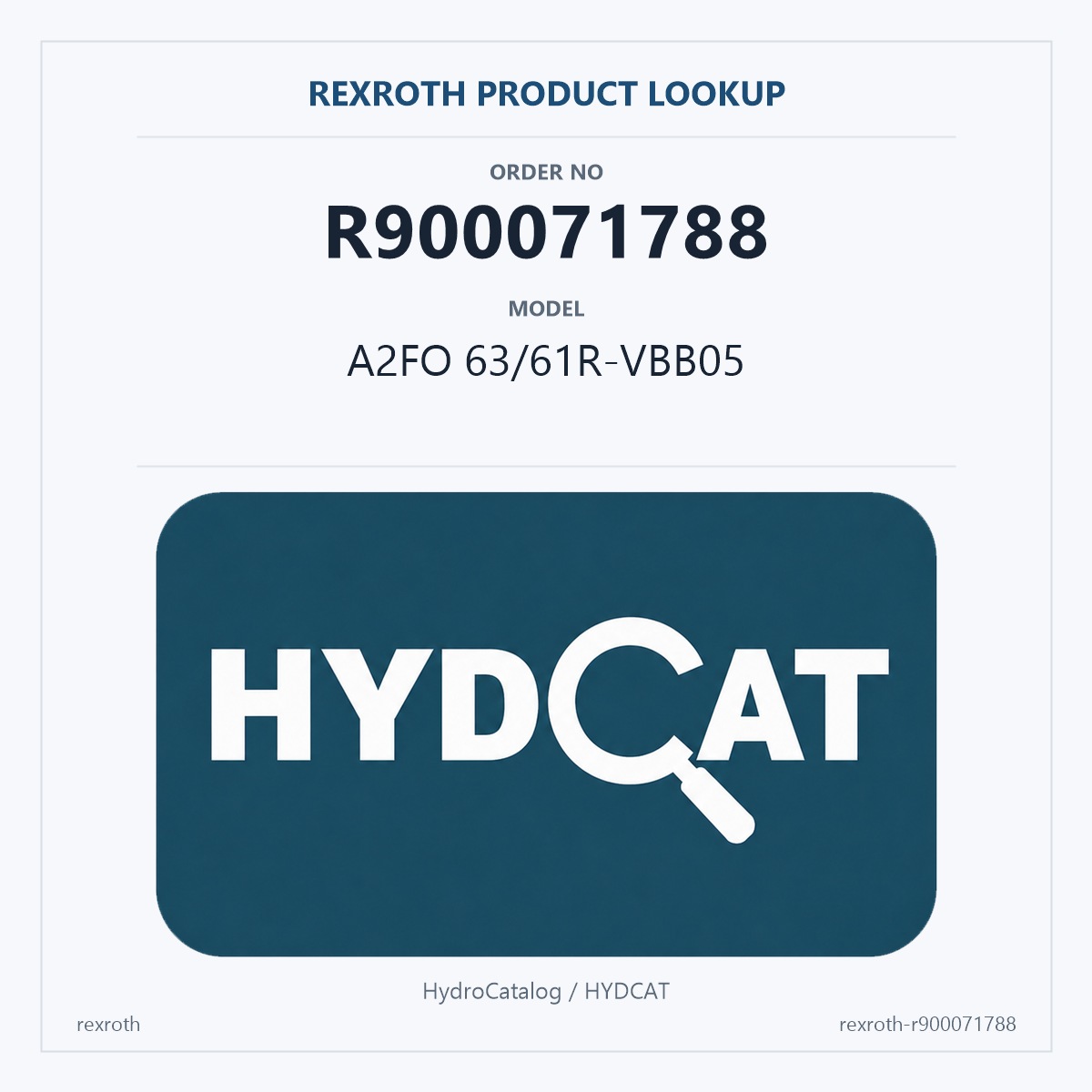 Rexroth R900071788, model A2FO 63/61R-VBB05