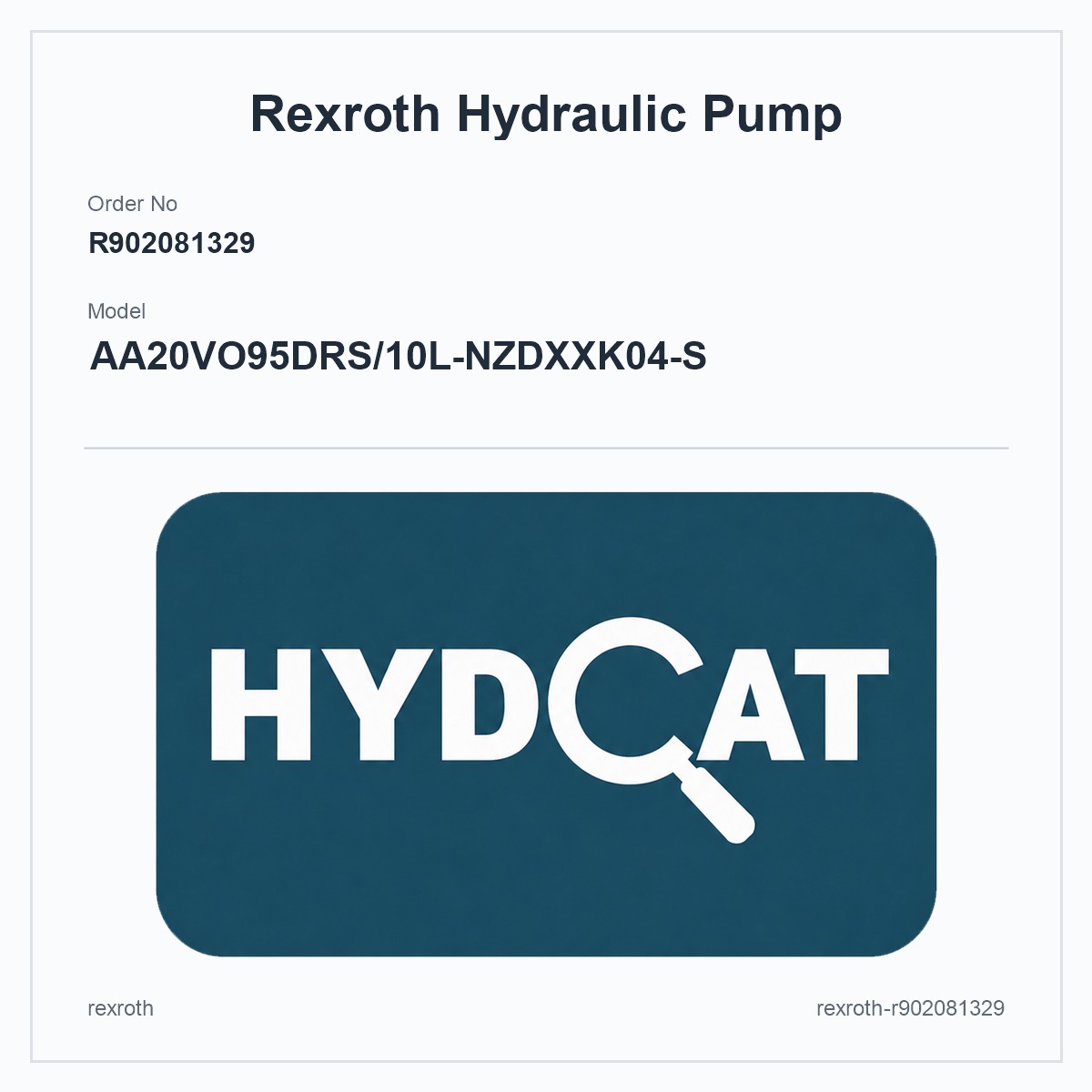 Rexroth R902081329, model AA20VO95DRS/10L-NZDXXK04-S
