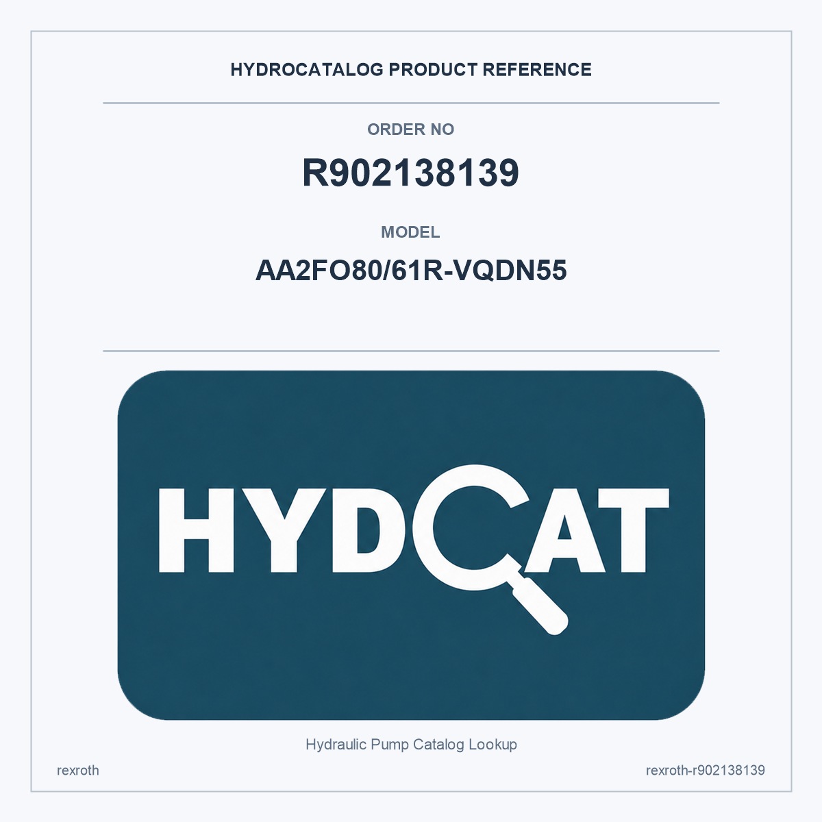 Rexroth R902138139, model AA2FO80/61R-VQDN55