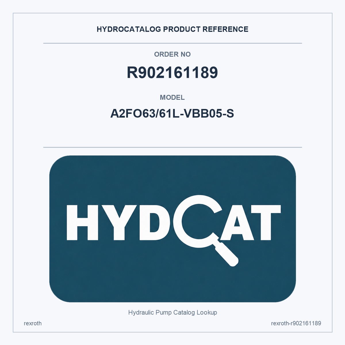 Rexroth R902161189, model A2FO63/61L-VBB05-S