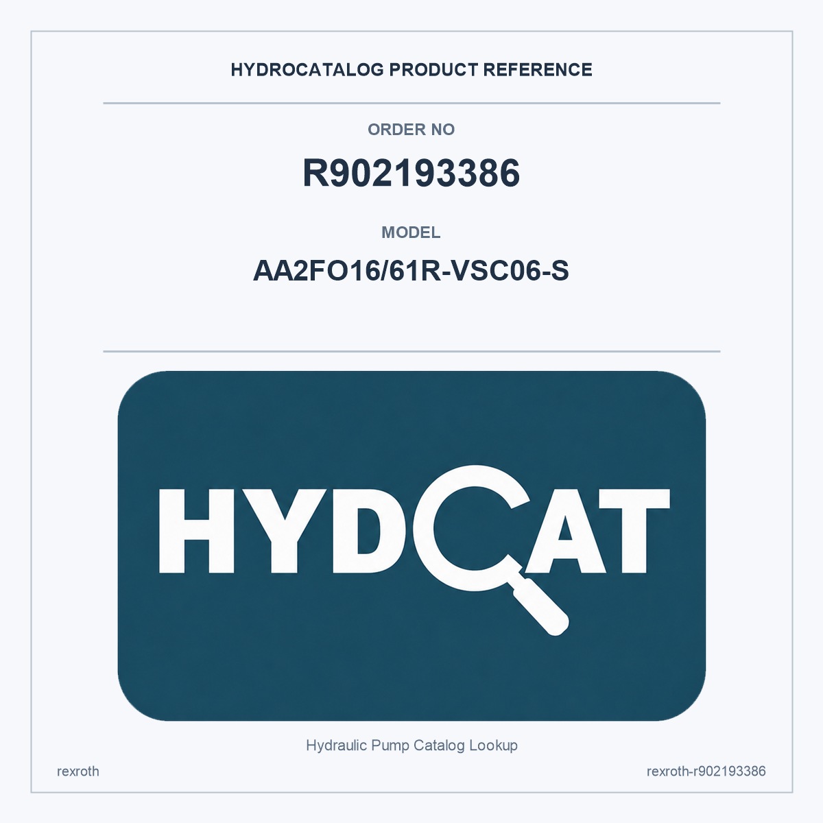 Rexroth R902193386, model AA2FO16/61R-VSC06-S