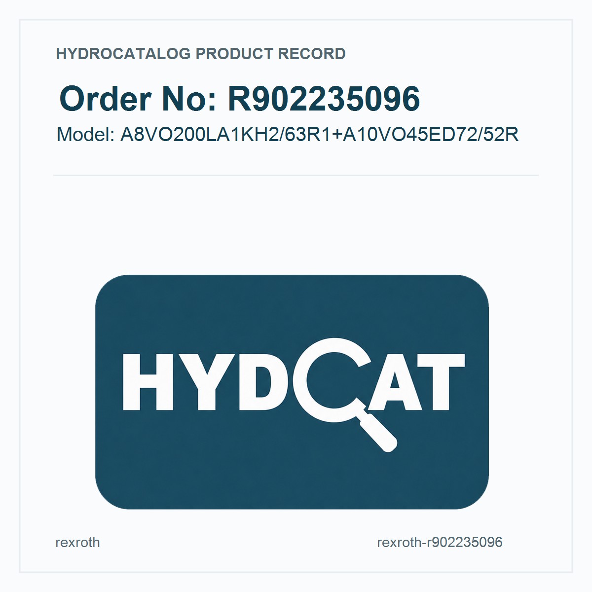 Rexroth R902235096, model A8VO200LA1KH2/63R1+A10VO45ED72/52R