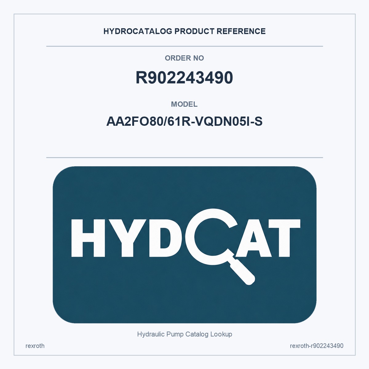 Rexroth R902243490, model AA2FO80/61R-VQDN05I-S