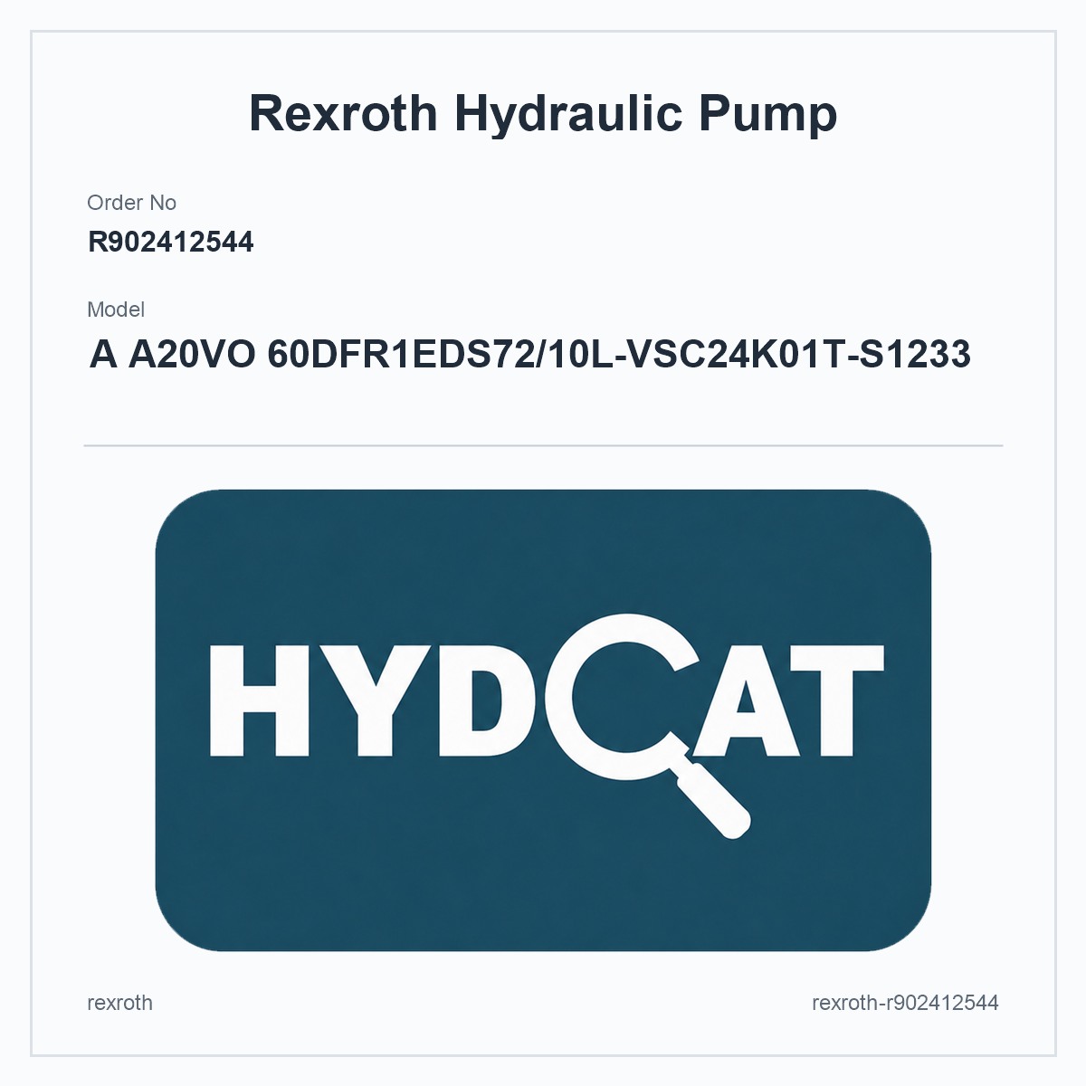 Rexroth R902412544, model A A20VO 60DFR1EDS72/10L-VSC24K01T-S1233