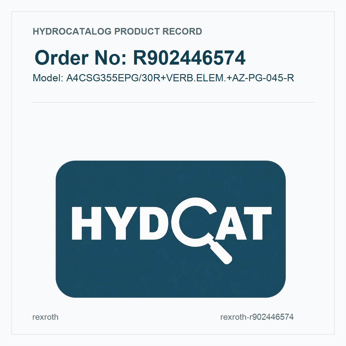 Rexroth A4CSG Hydraulic Pump – Order No. R902446574