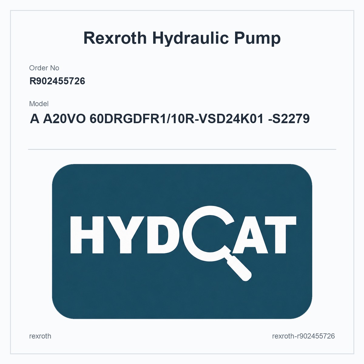 Rexroth R902455726, model A A20VO 60DRGDFR1/10R-VSD24K01 -S2279