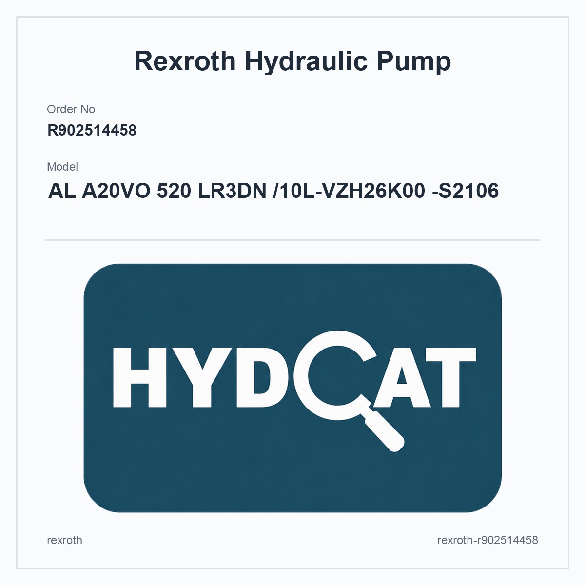 Rexroth R902514458, model AL A20VO 520 LR3DN /10L-VZH26K00 -S2106
