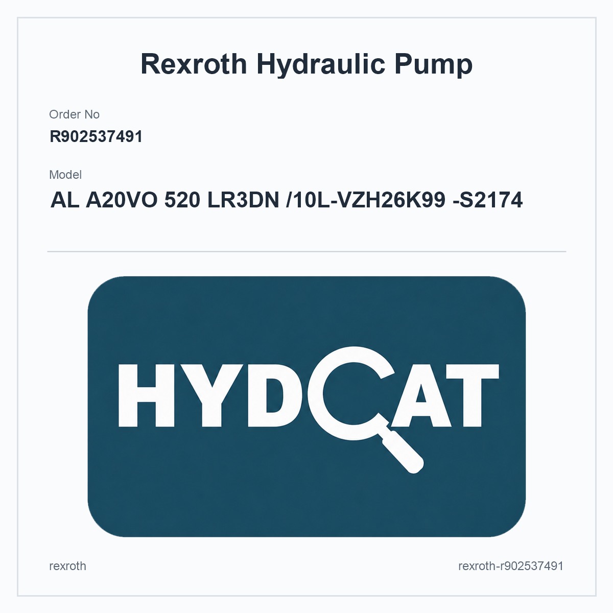 Rexroth R902537491, model AL A20VO 520 LR3DN /10L-VZH26K99 -S2174