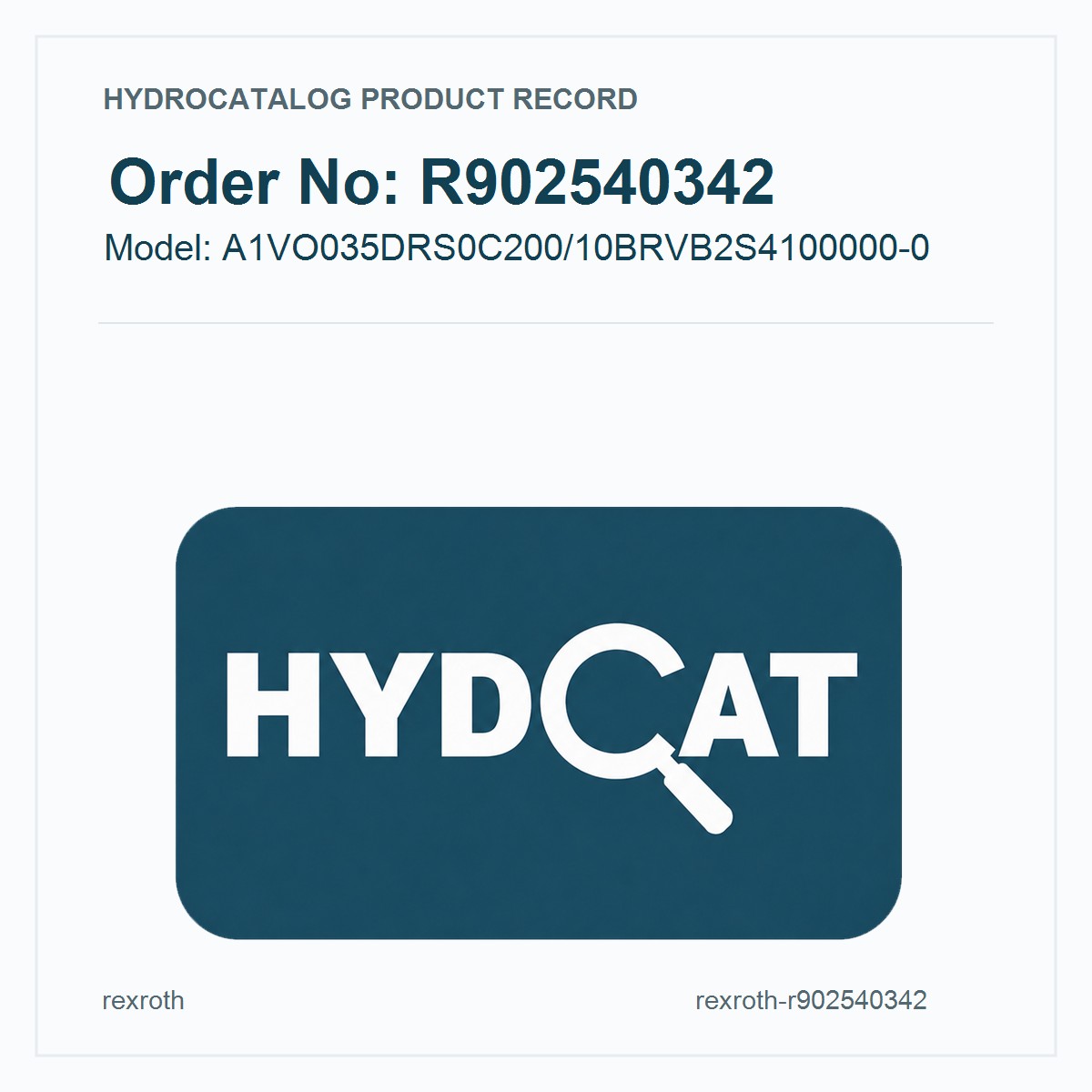 Rexroth R902540342, model A1VO035DRS0C200/10BRVB2S4100000-0