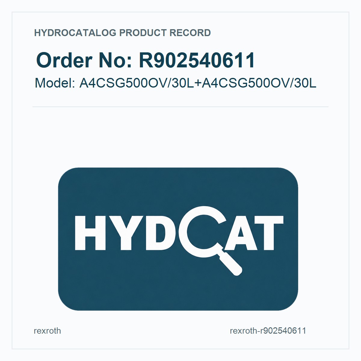 Rexroth A4CSG Catalog R902540611, model A4CSG500OV/30L+A4CSG500OV/30L