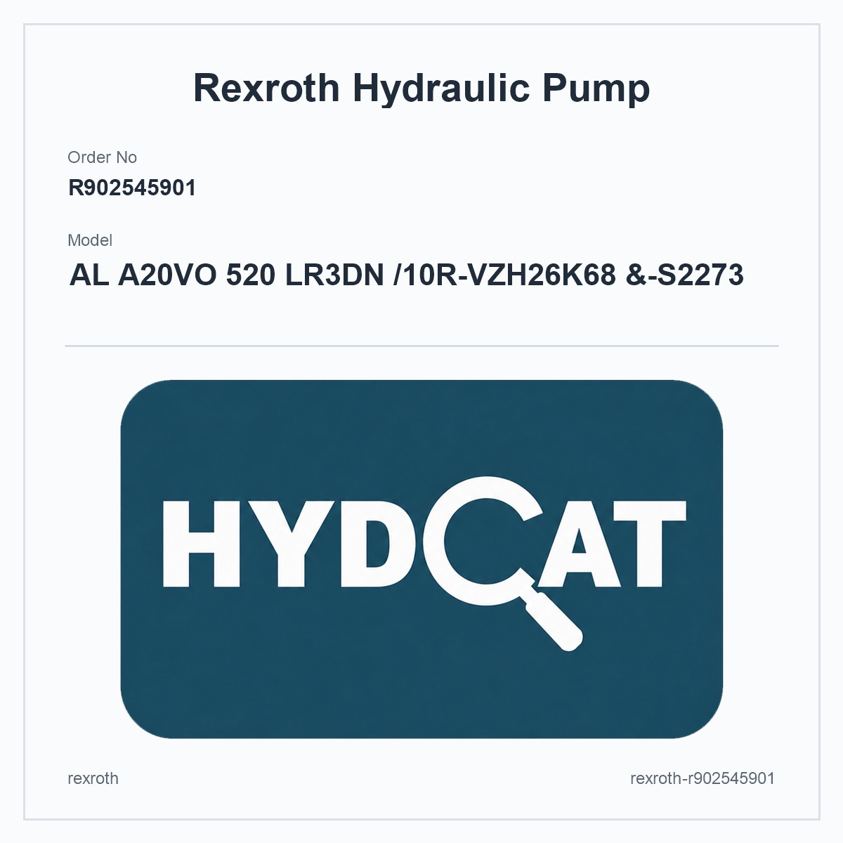 Rexroth R902545901, model AL A20VO 520 LR3DN /10R-VZH26K68 &-S2273