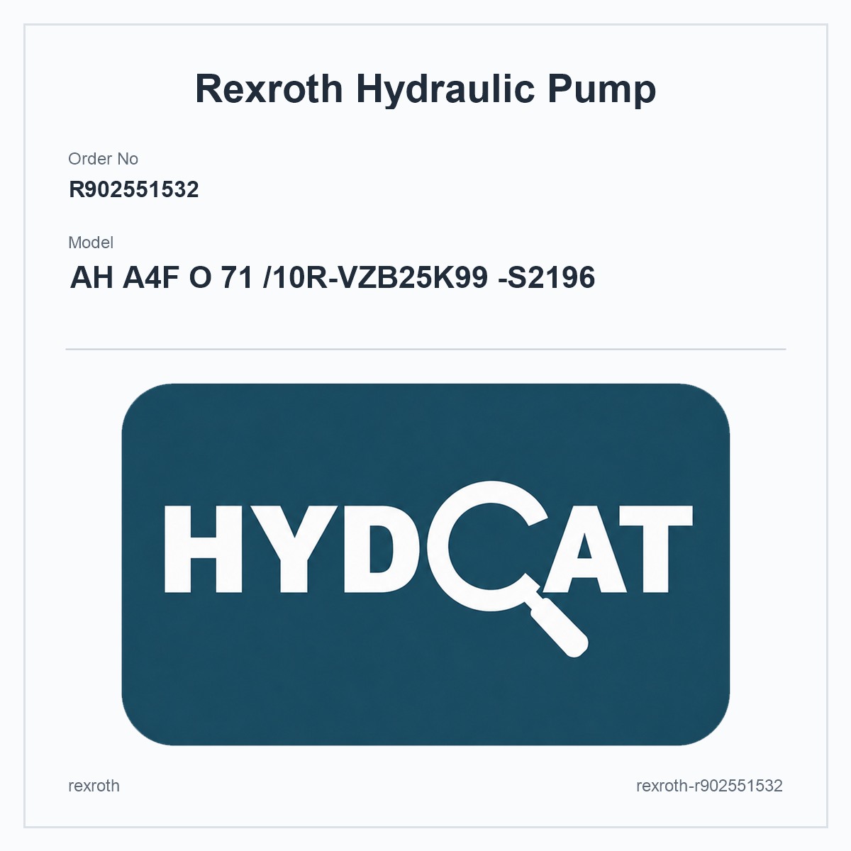 Rexroth A4FO R902551532, model AH A4F O 71 /10R-VZB25K99 -S2196