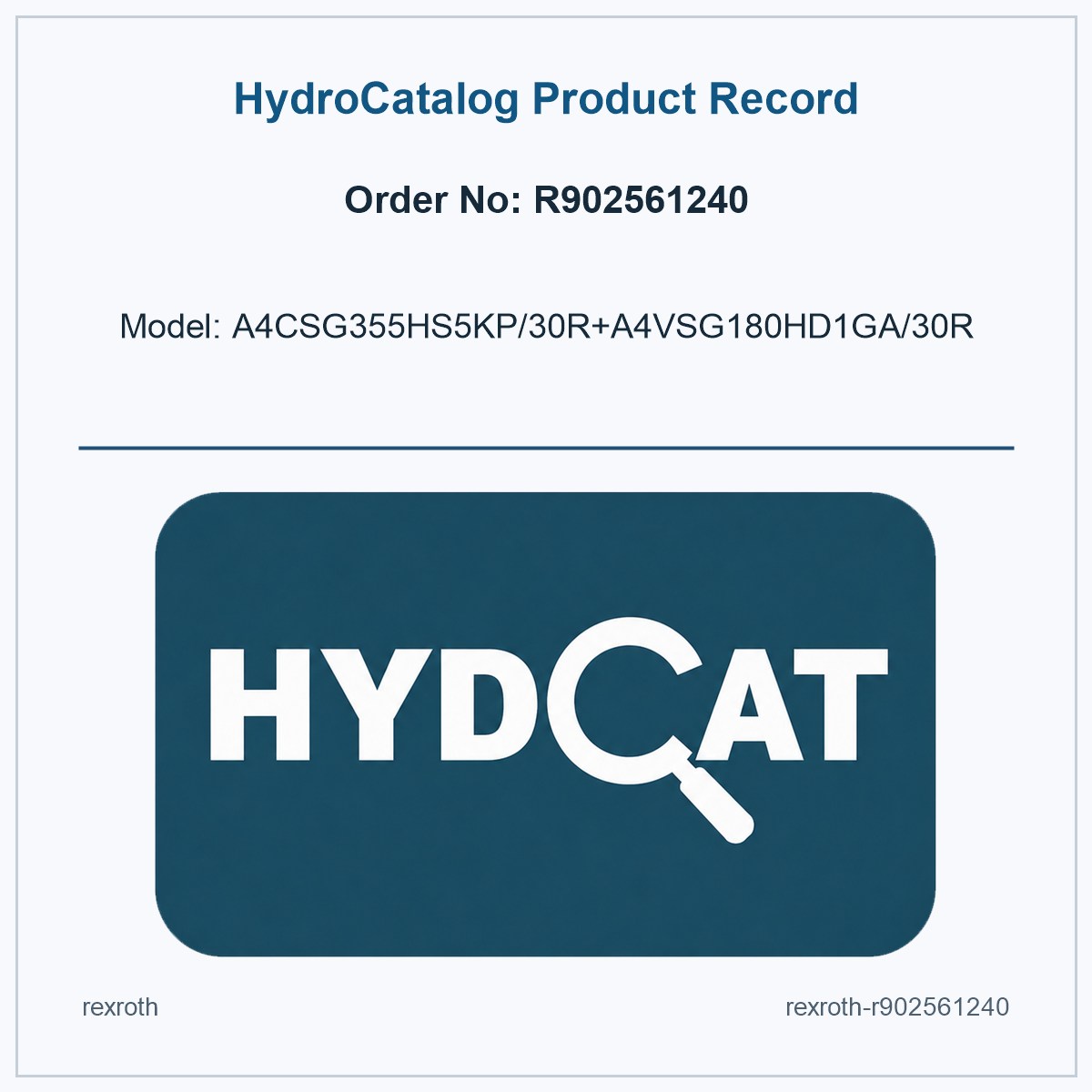 Rexroth A4CSG Catalog R902561240, model A4CSG355HS5KP/30R+A4VSG180HD1GA/30R