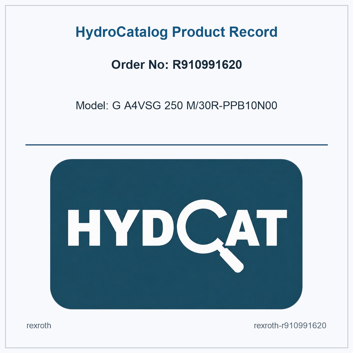Rexroth R910991620, model G A4VSG 250 M/30R-PPB10N00