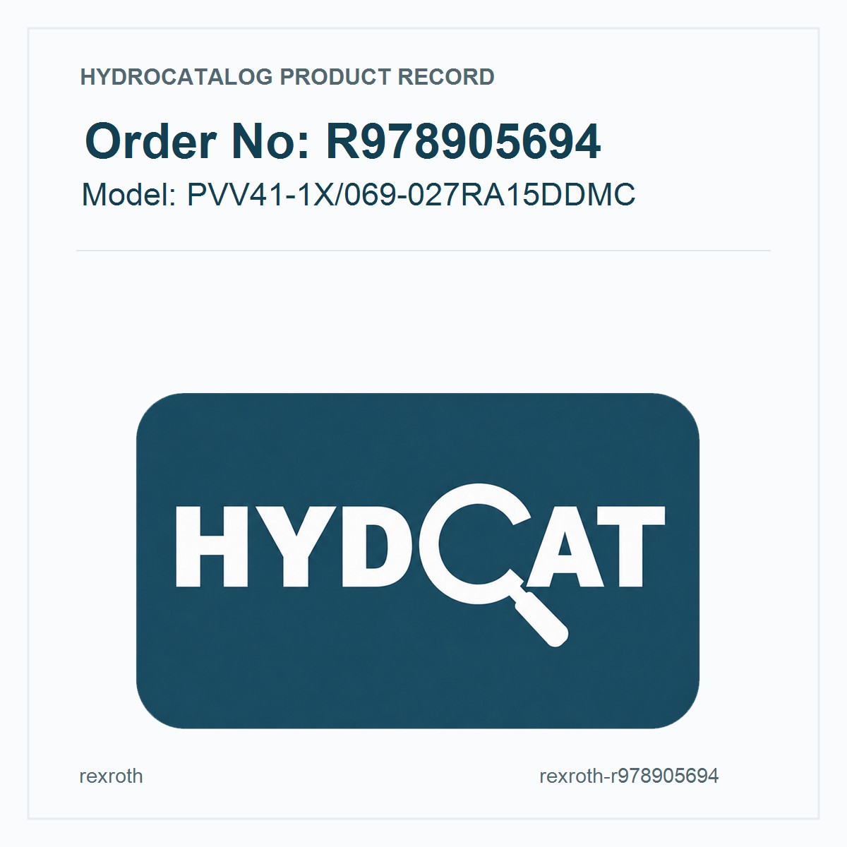 Rexroth R978905694, model PVV41-1X/069-027RA15DDMC