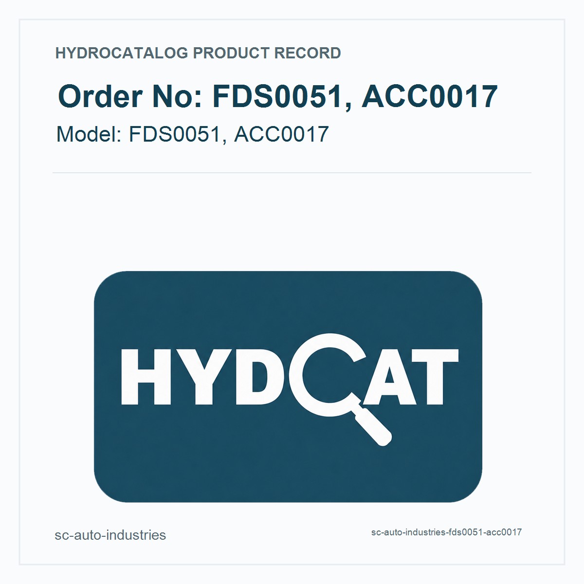 SC Auto Industries Hydraulic Pump FDS0051, ACC0017