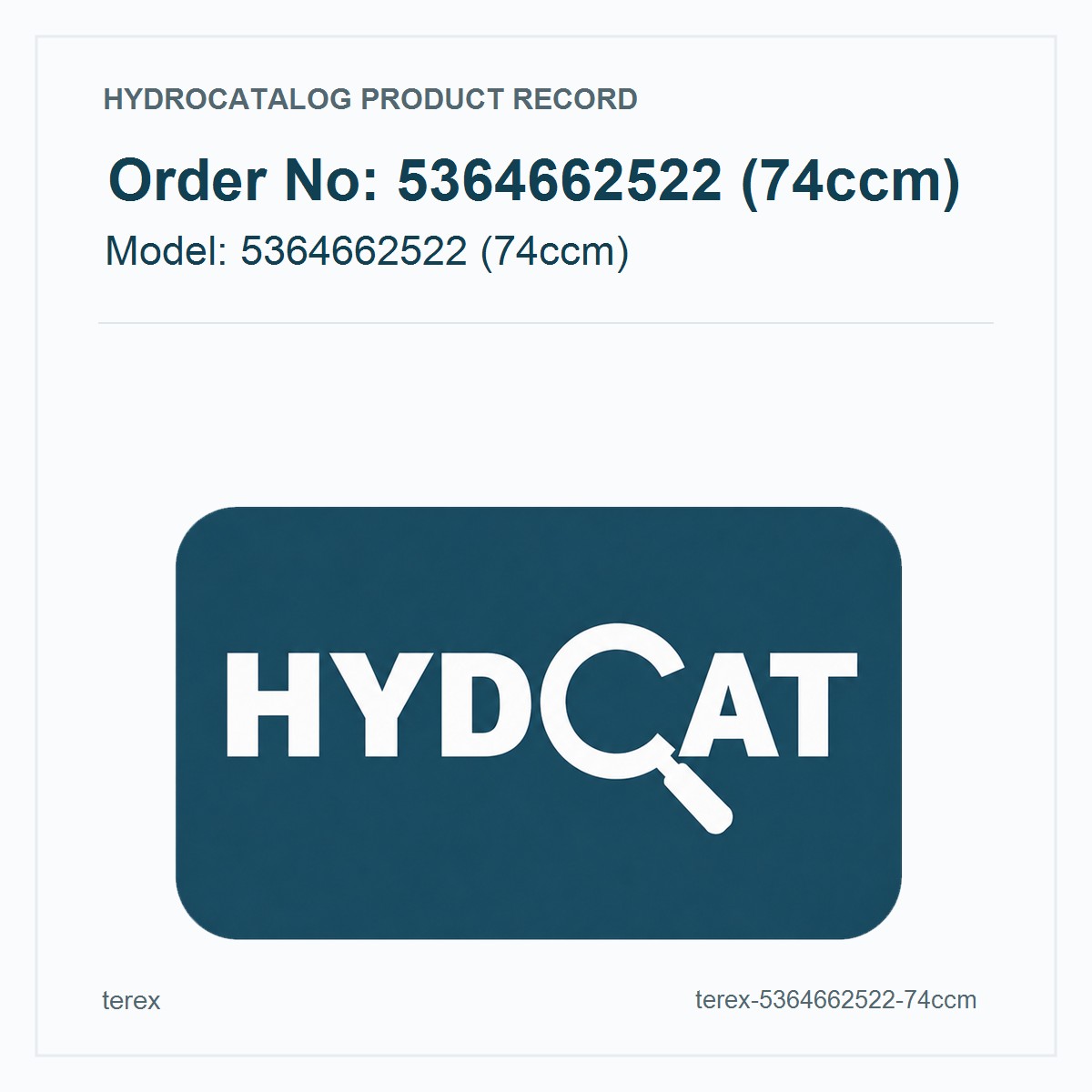Terex Hydraulic Pump 5364662522 (74ccm)